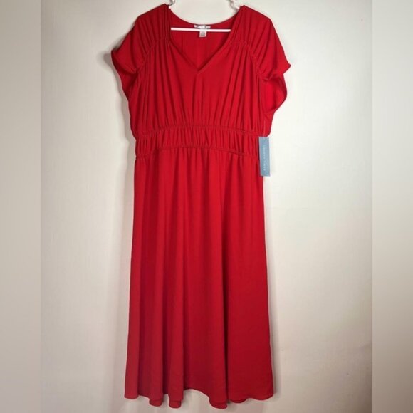 NWT LONDON TIMES T6099M V Neck Cap Sleeve A-Line Dress Size 10 - Picture 10 of 13